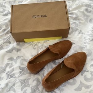 NEW Soludos Sophia Suede Block Heel Tan